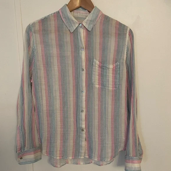 Rails Ellis Button-Down Shirt in Iris Stripe Size S 100% Cotton - Picture 3 of 9